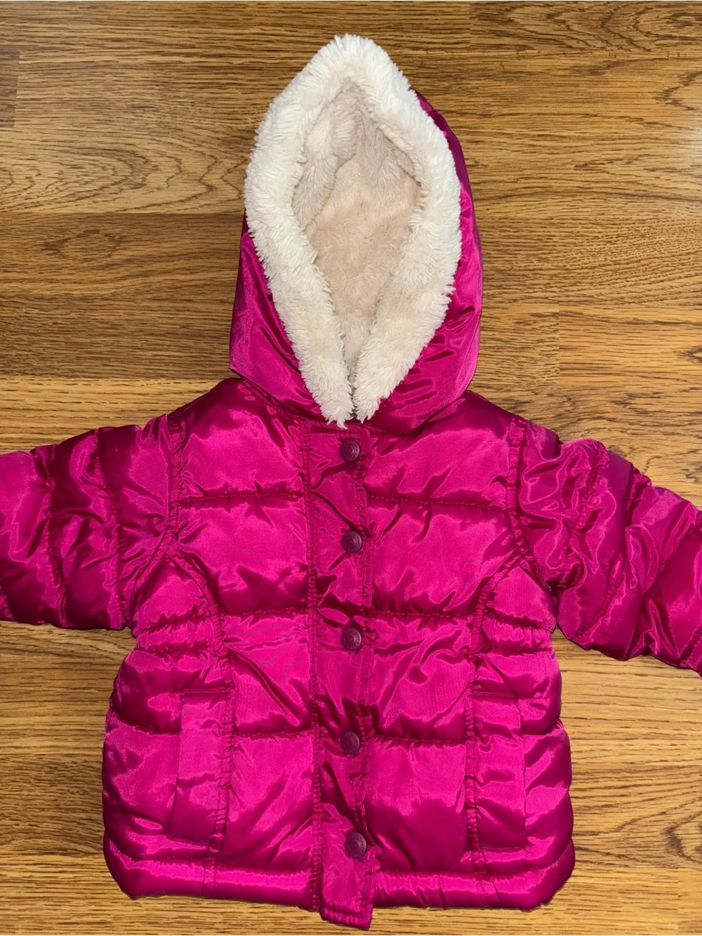 Old Navy Quilted Puffer Coat Lot 2 Pieces Pink Silver Baby Size 6-12 Months